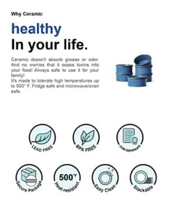 Ramekins 6 Oz, Ceramic Souffle Dishes, Ramekin For Creme Brulee, Lava Cakes, Pudding, Custard Cups, Souffle, Pot Pie, Dip Sauce -3.8 Inch, Set Of 6, Ceylon Blue -Wilton Shop 41zEaFHCetL