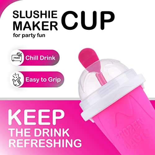 GENERIC Slushie Maker Cup, Homemade Squeeze Icy Cup, Quick Frozen Magic Cup Slushy With Lids And Straws For Kids & Adults (Pink) Blue,green And Pink 17cmx8.3cm 6 GENERIC Slushie Maker Cup, Homemade Squeeze Icy Cup, Quick Frozen Magic Cup Slushy With Lids And Straws For Kids & Adults (Pink) Blue,green And Pink 17cmx8.3cm - Image 4
