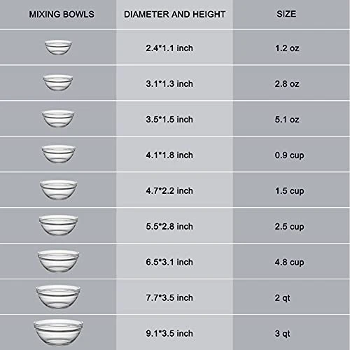 Glass Mixing Bowls Set(set Of 9),Nesting Bowls For Space Saving Storage,Great For Cooking,Baking,Prepping,Stackable Bowl Set 4 Glass Mixing Bowls Set(set Of 9),Nesting Bowls For Space Saving Storage,Great For Cooking,Baking,Prepping,Stackable Bowl Set - Image 2