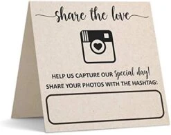 Wedding Hashtag Signs 5" X 5" Folded (Set Of 24) Rustic Kraft Tan Tent Cards For Table Placecard - Square Write On Large Oh Snap Photo Share Love - Made In USA -Wilton Shop 41zTrcen63L. AC 1