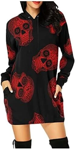 VODMXYGG Womens Pullover Dress Long Sleeve Printed Halloween Skull Print Sweatshirt Casual Fashion Basic Tops 15 VODMXYGG Womens Pullover Dress Long Sleeve Printed Halloween Skull Print Sweatshirt Casual Fashion Basic Tops -Wilton Shop 41zVozrOifL. AC