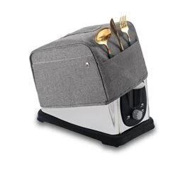 2 Slice Toaster Cover, Bread Toaster Oven Dustproof Cover With Pockets, Waterproof Kitchen Small Appliance Cover Broiler Appliance Organizer Bag Anti Fingerprint Protection Woman Gifts (S, Grey)