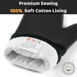 Durable Thick Oven Mitts Black, JEEKOIN Silicone Oven Gloves 14 Inch Heat Resistant 581 F With Soft Cotton Lining, Waterproof Oven Mitt Flexible Grip For Kitchen Cooking Baking, BPA Free, 1 Pair -Wilton Shop 41zzt869jUL