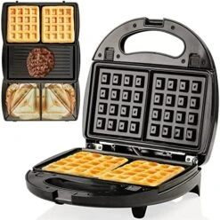 Vente Electric Waffle Maker 1000W Power With Nonstick Plates And 180 Rotating Flip Function, Perfect For Cooking Belgian Waffles And Breakfast, Portable And Compact Design, Black WMF1440BR -Wilton Shop 51 7GTJRtgL. AC