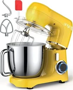 Angel Electric Stand Mixer, 5.5 Quarts, Dough Hook, Flat Beater, Wire Whisk Attachments, 10+P Speeds With Splash Guard, Yellow With DIY STICKERS 25 Angel Electric Stand Mixer, 5.5 Quarts, Dough Hook, Flat Beater, Wire Whisk Attachments, 10+P Speeds With Splash Guard, Yellow With DIY STICKERS -Wilton Shop 51 CoFQbPeL. AC