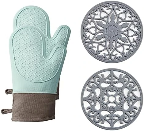 Oven Mitts And Pot Holders Sets, Silicone Oven Mitts Heat Resistant 600F, Oven Mitt Set Soft Lining Good Grip, Oven Gloves And Trivet Mats 4 Piece Set, Aqua Sky 10 Oven Mitts And Pot Holders Sets, Silicone Oven Mitts Heat Resistant 600F, Oven Mitt Set Soft Lining Good Grip, Oven Gloves And Trivet Mats 4 Piece Set, Aqua Sky - Image 8
