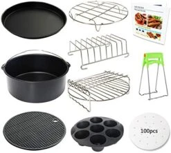 9 Inch Air Fryer Accessories Set Of 9 For 5.8QT Or Larger Deep Air Fryer - Include Air Fryer Liners, 304 Stainless Steel Plate Gripper, Oil Basting Brush, Non-Stick, Dishwasher Safe, XL 15 9 Inch Air Fryer Accessories Set Of 9 For 5.8QT Or Larger Deep Air Fryer - Include Air Fryer Liners, 304 Stainless Steel Plate Gripper, Oil Basting Brush, Non-Stick, Dishwasher Safe, XL -Wilton Shop 51 XFfAhh1L. AC