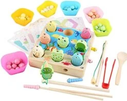CANAFA Three In One Clip Bead Training Fishing Children's Focus Hand Eye Coordination Training Decontamination Toys Wooden Hund Board Math -Wilton Shop 51 brhEoMLL. AC