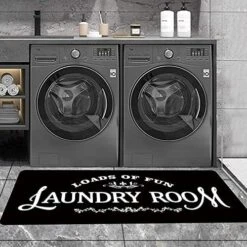 ABREEZE Black Laundry Room Runner Rug Laundry Room Rug Laundry Floor Mat Durable Washhouse Mat Black Rug Non-Slip Doormat Farmhouse Rug (20"x59", Black Flower)… -Wilton Shop 51 cgkIMaQL. AC