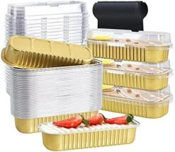 Mini Cake Pans With Lids 50 Pcs Mini Loaf Pans With Lids&Spoon, Rectangle Aluminum Foil Baking Pans, Disposable Mini Loaf Baking Pans For Baking Bread Cupcake Muffin Brownie (Gold&Pink) -Wilton Shop 510 QTqR64L. AC