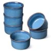 Ramekins 6 Oz, Ceramic Souffle Dishes, Ramekin For Creme Brulee, Lava Cakes, Pudding, Custard Cups, Souffle, Pot Pie, Dip Sauce -3.8 Inch, Set Of 6, Ceylon Blue