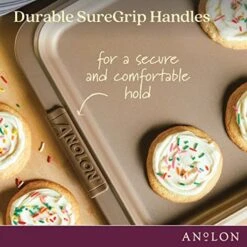 Advanced Nonstick Bakeware Cookie Pan Set/Baking Sheets With Silicone Grips, 11" X 17", Bronze