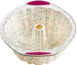 5118558 Structure Fluted Cake Pan Silicone Bakeware, Medium, Confetti White