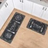 Anti Fatigue Comfort Kitchen Standing Desk Mat Decorative Ergonomic Floor Pad Kitchen Rug Waterproof Stain Resistance Non Slip Kitchen Set, 17.3''x27.6''+17.3''x47.2'', Eat Well