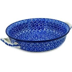 Medium Round Baker With Handles Made By Ceramika Artystyczna (Choppy Waters Theme) + Certificate Of Authenticity