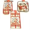 Kitchen Towel Pot Holder And Oven Mitt Gift Set Bundle (Owl Be Home)
