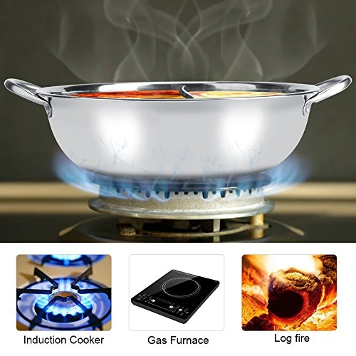 Stainless Steel Hot Pot 27/29/31cm Thick Stainless Steel Hot Pot Two Flavor Separation Induction Cooker Usable(32cm) 8 Stainless Steel Hot Pot 27/29/31cm Thick Stainless Steel Hot Pot Two Flavor Separation Induction Cooker Usable(32cm) - Image 6