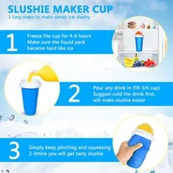 Slushy Cup, TIK TOK Slushie Maker Cup Frozen Magic Squeeze Cup, Ice Cream Maker Cup, Cool Stuff Trending Tiktok Items Homemade DIY Cool Gadgets With Lid & Straw (350ML, BLUE) (Pink) -Wilton Shop 510W9DTuldL