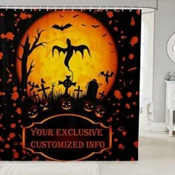 Pumpkin Lantern Bathroom Shower Curtain Sets Black Bats Halloween Decoration,Gothic Spooky Ghost Fabric Shower Curtain For Kids Toddlers,Cartoon Candle Candy Shower Curtain 72" Wx84 L -Wilton Shop 510aZnVS6eL. AC