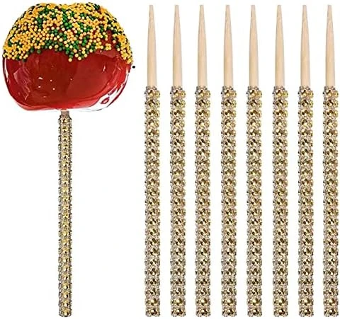32Pcs Bling Candy Apple Sticks,6 Inches Caramel Bamboo Apple Sticks With Rhinestones Diamond,Fruit Treats Decorative Sticks For Dessert Table(Gold) 7 32Pcs Bling Candy Apple Sticks,6 Inches Caramel Bamboo Apple Sticks With Rhinestones Diamond,Fruit Treats Decorative Sticks For Dessert Table(Gold) - Image 5