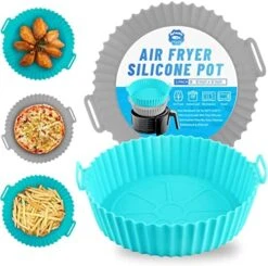 2-Pack Air Fryer Silicone Liners Pot For 3 To 5 QT, Silicone Air Fryer Liners Basket, Food Safe Air Fryer Oven Accessories, Reusable Air Fryer Silicone Liners Inserts (Top 8in,Bottom 6.8in) -Wilton Shop 510czCmI43L. AC