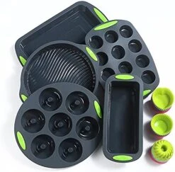 Encounter 27 In 1 Silicone Baking Set - 10 Silicone Baking Cake Pan, Silicone Cake Molds, Baking Sheet, Donut Pan, Silicone Muffin Pan With Measuring Cups And Spoons Set -Wilton Shop 510dp09Fp9L. AC