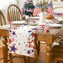 4th Of July Table Runner, Blue Red Stars Patriotic Decorations 4th Of July Runner For Table Independence Day Decorations For Home Holiday Indoor Outdoor Party Table Decorations (13'' X 72'') -Wilton Shop 510fUKgJ0BL
