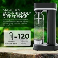 Modern Design Sparkling Water Maker – Soda Water Maker With 1l BPA-Free Reusable Bottle–Carbonated Water Maker For Home – Soda Streaming Machine For Seltzer (CO2 CARBONATOR NOT INCLUDED) (SS697B) -Wilton Shop 510g6UECAyL