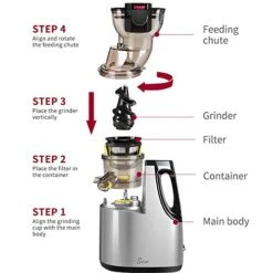 Slow Masticating Juicer, Jese 37RPMs Cold Press Juice Extractor 3.4" Wide Chute Countertop Juicer -Wilton Shop 510irlrqgRL
