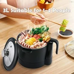 Electric Hot Pot, 3L Ramen Rice Cooker, Portable Frying Pan, Electric Pot For Pasta, Steak,Electric Cooker, Over-Heating & Boil Dry Protection -Wilton Shop 510keVB3SlL