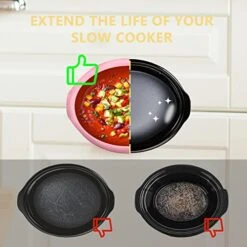 2 Pack Silicone Slow Cooker Liners Fit 6-8 QT Crockpot, Reusable/Heat-resistant/Leakproof/Portable Crock Pot Liners, BPA Free, Dishwasher Safe Slow Cooker Liners Fit For 6-8 QT (Pink+Yellow) -Wilton Shop 510pJnORRAL