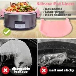 Silicone Slow Cooker Liner Compatible With Crockpot Slow Cooker Fits 6 To 8 Quarts Slow Pot, Slow Cooker Accessories Cooking Liner For Oval Or Round Pot, Reusable/Leakproof/Dishwasher Safe (Pink) 10 Silicone Slow Cooker Liner Compatible With Crockpot Slow Cooker Fits 6 To 8 Quarts Slow Pot, Slow Cooker Accessories Cooking Liner For Oval Or Round Pot, Reusable/Leakproof/Dishwasher Safe (Pink) -Wilton Shop 510qZ0ms2JL
