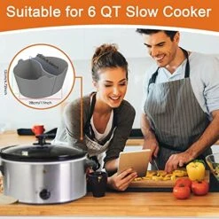 Slow Cooker Liners, Silicone Slow Cooker Liner Slow Cooker Divider Insert BPA Free, Dishwasher Safe Fit 6QT (2 Count, Grey) -Wilton Shop 510u0PEyS5L