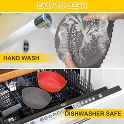 2 Pack Air Fryer Silicone Liners Pot For 1 To 3 QT, Anglecai 6.5 Inch Air Fryer Silicone Bowl Basket Round, Reusable Air Fryer Silicone Inserts Washable Air Fryer Baking Tray For Air Feyer Oven -Wilton Shop 510uuHtRdlL