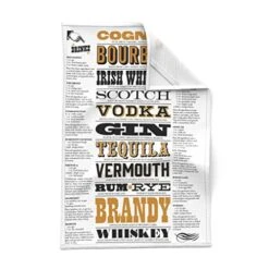 Printed Tea Towel, Linen Cotton Canvas - Drink Recipe Typography Text Pub Bar Saloon Kitchen Print Decorative Kitchen Towel