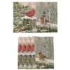 Winter Cardinal Birds Placemats Set Of 6 Holly Berry Snow Table Mats Burlap Placemat Christmas Decorations Washable Non-Slip Heat Resistant Place Mats For Party Kitchen Dining 12 X 18 In
