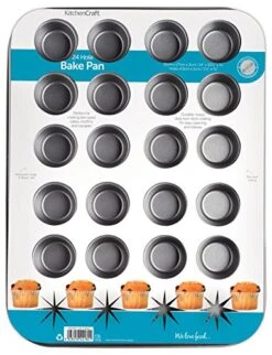 Kitchen Craft Non Stick Mini Muffin Tin / Mince Pie Baking Tray, 24 Holes, 35 X 27 Cm