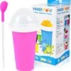 GENERIC Slushie Maker Cup, Homemade Squeeze Icy Cup, Quick Frozen Magic Cup Slushy With Lids And Straws For Kids & Adults (Pink) Blue,green And Pink 17cmx8.3cm