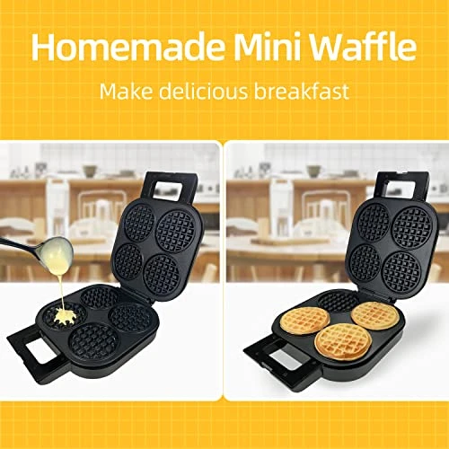 Waffle Maker Nonstick Belgian Waffle Iron With Indicator Light 1300W 4 Slice 6 Waffle Maker Nonstick Belgian Waffle Iron With Indicator Light 1300W 4 Slice - Image 4