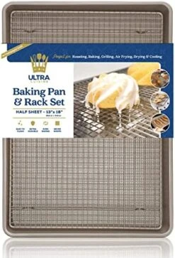 Oven-Safe Baking Pan With Cooling Rack Set - Quarter Sheet Pan Size - Includes Premium Aluminum Baking Sheet And 100% Stainless Steel Baking Rack For Oven - Durable, Easy Clean, Commercial Quality -Wilton Shop 511S5f3EUXL. AC