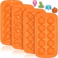 4 Pcs Halloween Chocolate Molds Halloween Molds Silicone, Non-stick Halloween Baking Molds For Chocolate Candy Fondant Cake Decorating - Halloween Candy Molds With Pumpkin Bat Ghost Wizard Hat