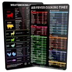 2 Pack Air Fryer Magnetic Cheat Sheet Set,Air Fryer Accessories Cook Times Sheet For Kitchen,Fryer Sheet Quick Reference Guide,Air Fryer & BBQ Smoker Accessories With Cook Time Recipe Card.