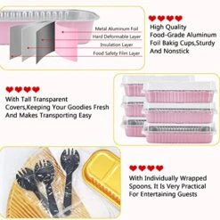 Mini Loaf Pans With Lids 50 Pack, 6.8oz Rectangle Aluminum Foil Baking Pans Tins Containers,Disposable Ramekins Baking Cups Muffin Tins Cupcake Cups For Mini Brownie Cake Bread Loaf -Pink 20 Mini Loaf Pans With Lids 50 Pack, 6.8oz Rectangle Aluminum Foil Baking Pans Tins Containers,Disposable Ramekins Baking Cups Muffin Tins Cupcake Cups For Mini Brownie Cake Bread Loaf -Pink -Wilton Shop 511gFfW4a2L