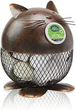 Cat K Cup Holder Metal Novelty Cat Coffee Pod Canister Large Capacity Basket Coffee Organizer For Kitchen Office And Coffee Bar -Wilton Shop 511hQI0MPS. AC