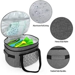 Slow Cooker Travel Bag With Bottom Board Compatible With Crock-Pot And Hamilton Beach 6-8 Quart Oval Slow Cooker, Double Layers Slow Cooker Carrier, Gray With Arrow (Bag Only, Patent Pending) -Wilton Shop 511kcsDMrKL