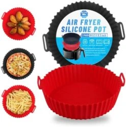 2-Pack Air Fryer Silicone Liners Pot For 3 To 5 QT, Silicone Air Fryer Liners Basket, Food Safe Air Fryer Oven Accessories, Reusable Air Fryer Silicone Liners Inserts (Top 8in,Bottom 6.8in) -Wilton Shop 511oQ9h08yL. AC