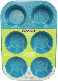 Toaster Oven 6 Cup Muffin Pan NonStick Ceramic Coated (Blue Granite) -Wilton Shop 511tNbA3EL. AC