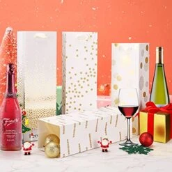 Wine Bags, 12Pack Wine Gift Bags For Wine Bottles Gifts, Christmas Wine Bags, 4 Assorted Designs Gold Foil Wine Bottle Gift Bags For Valentine's Day, Christmas, Engagement Gift, Weddings, Thanksgiving,14Inch -Wilton Shop 511uECj4aWL
