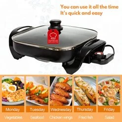 Onstick Electric Skillet 12 Inch Electric Fryer With 2 Layers Of Non-Stick Coating， Adjustable Temperature Control, Heat-Resistant Handle. -Wilton Shop 51201OZI7HL