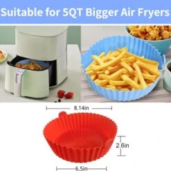 Air Fryer Silicone Liners 8 Inch, 2 Pack Air Fryer Accessories For Ninja Air Fryer Liners Reusable With Handle, Basket For 5 QT To 7 QT, Red & Blue 16 Air Fryer Silicone Liners 8 Inch, 2 Pack Air Fryer Accessories For Ninja Air Fryer Liners Reusable With Handle, Basket For 5 QT To 7 QT, Red & Blue -Wilton Shop 5125Wyof5UL